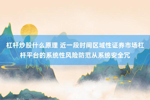 杠杆炒股什么原理 近一段时间区域性证券市场杠杆平台的系统性风险防范从系统安全冗