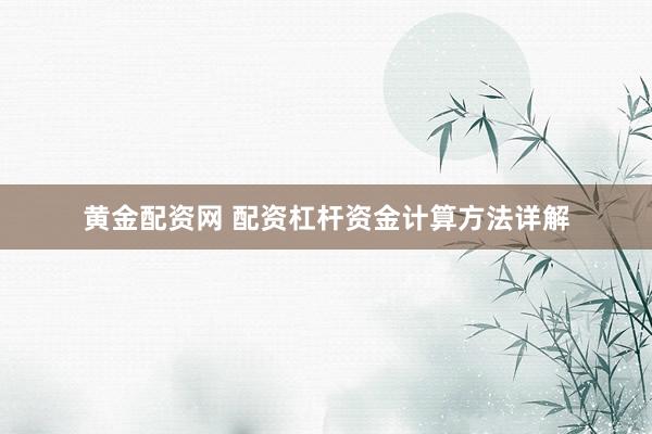 黄金配资网 配资杠杆资金计算方法详解